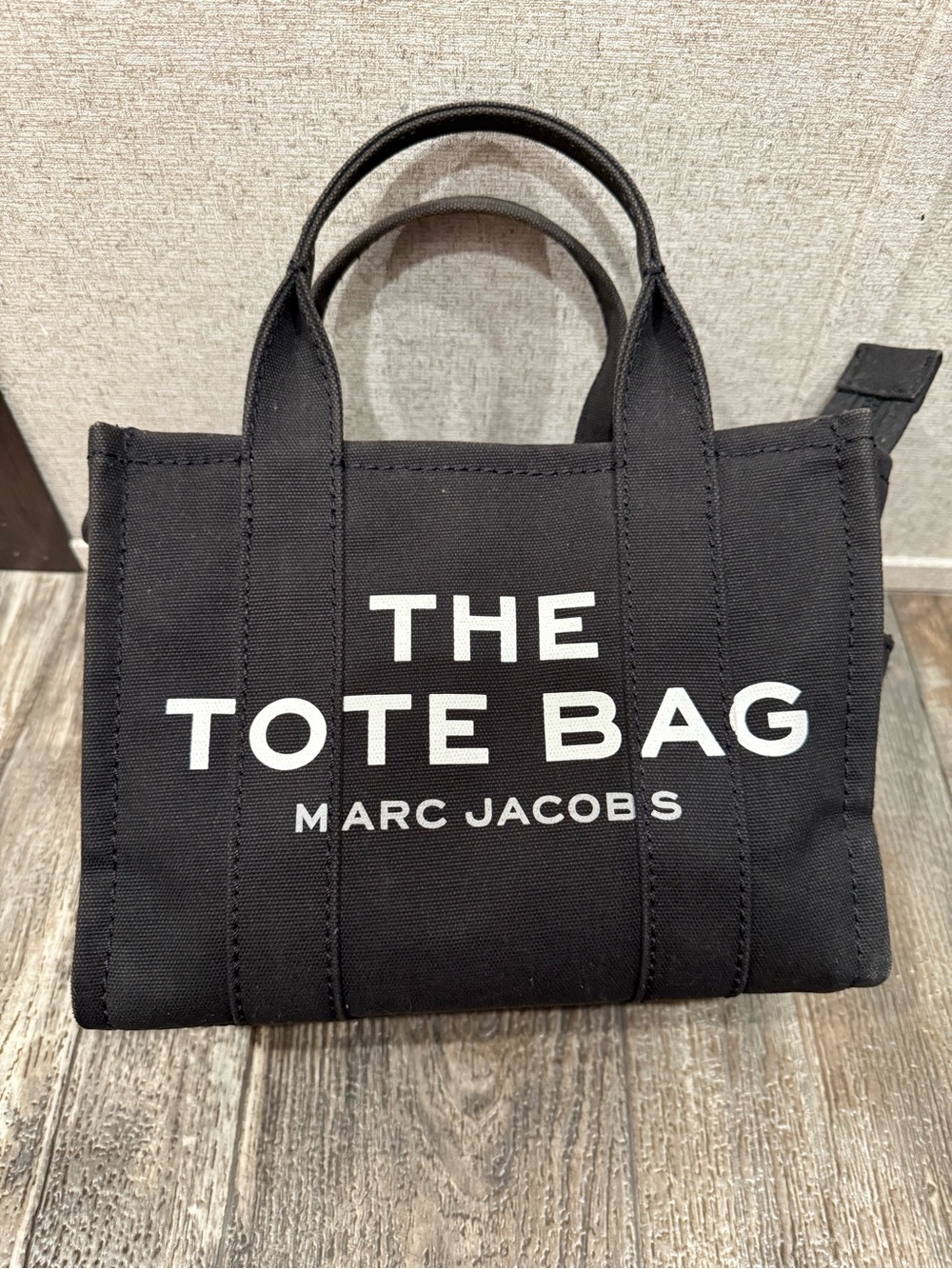 Marc Jacobs Black Canvas 'The Tote Bag' with White Logo